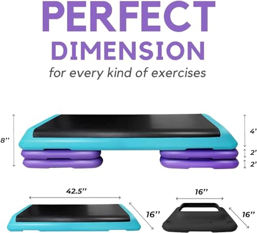 Adjustable Aerobic Exercise Step Platform with 4 Risers W230778