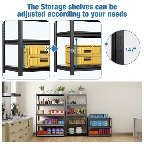 Black 3 Tier Adjustable Height Metal Shelving Unit Y382