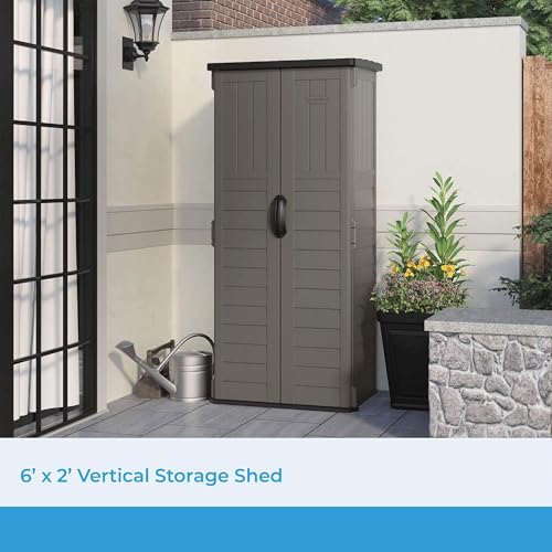22 Cubic Ft. Vertical Resin Outdoor Storage Shed with Lockable Double Doors Y701580