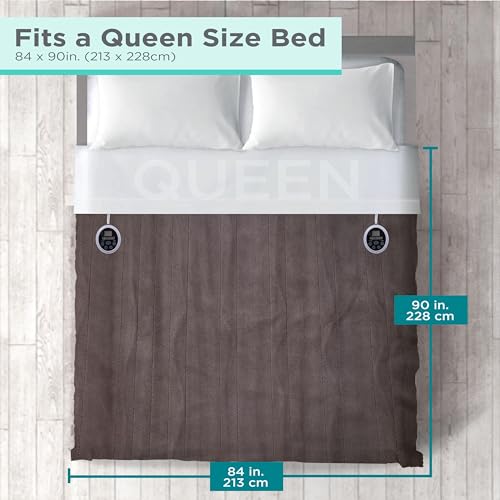 Heated Fleece Throw Blanket, 50" x 60", 4 Heat Settings, Machine Washable I6556