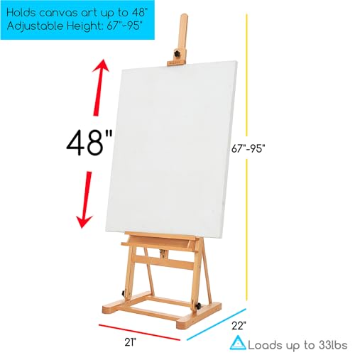 Large Beech Wood H-Frame Artist Easel W6348