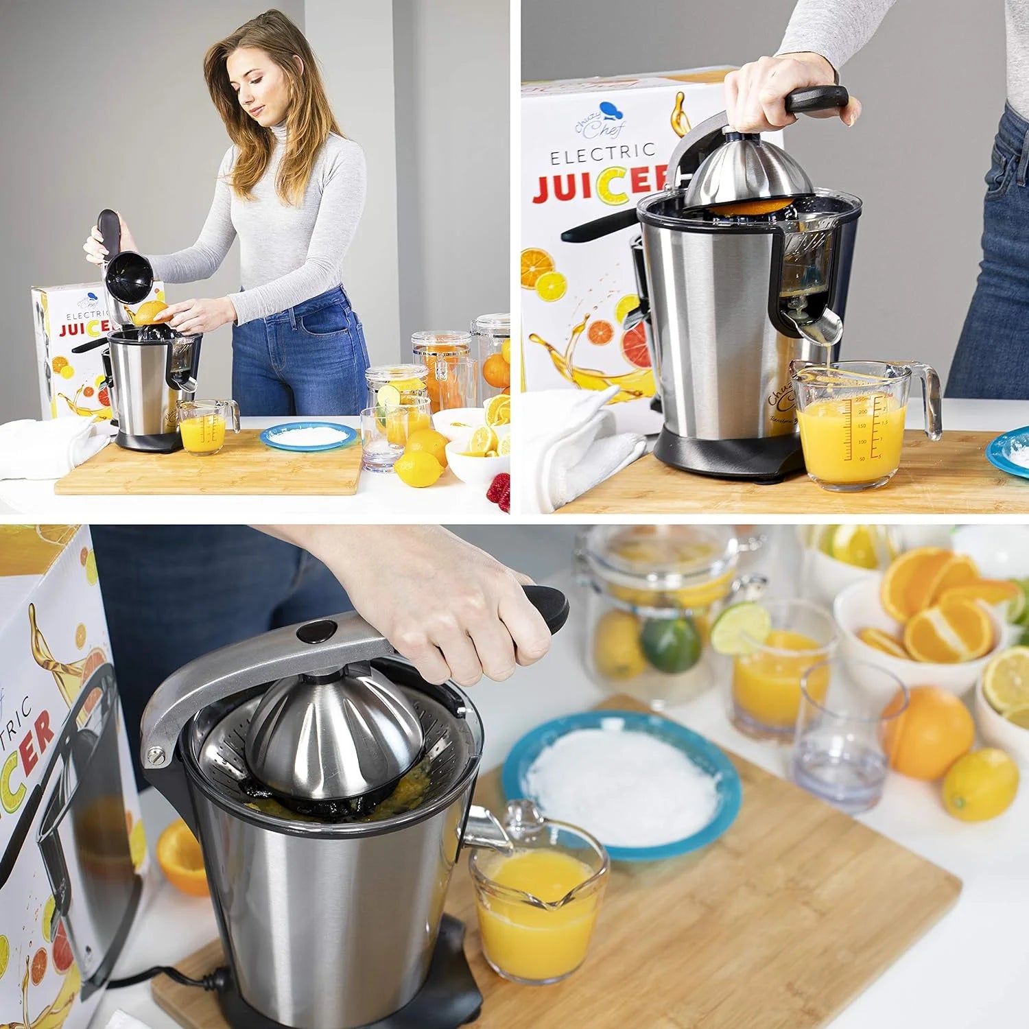 Stainless Steel Electric Citrus Juicer with Anti-Drip Citrus Press A70117