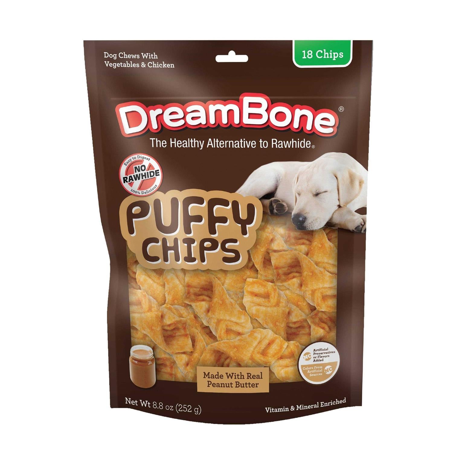 Peanut Butter Puffy Chips Chews Dog Treats U654536