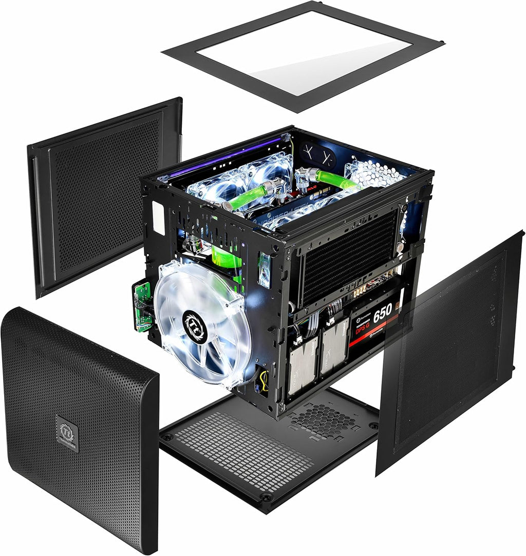 Black SPCC Micro ATX Mini ITX Cube Computer Case with 200mm Front Fan H372470