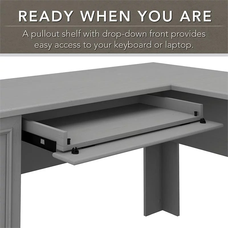 60W L Shaped Desk with Drawers and Storage Cabinet, Gray W42135