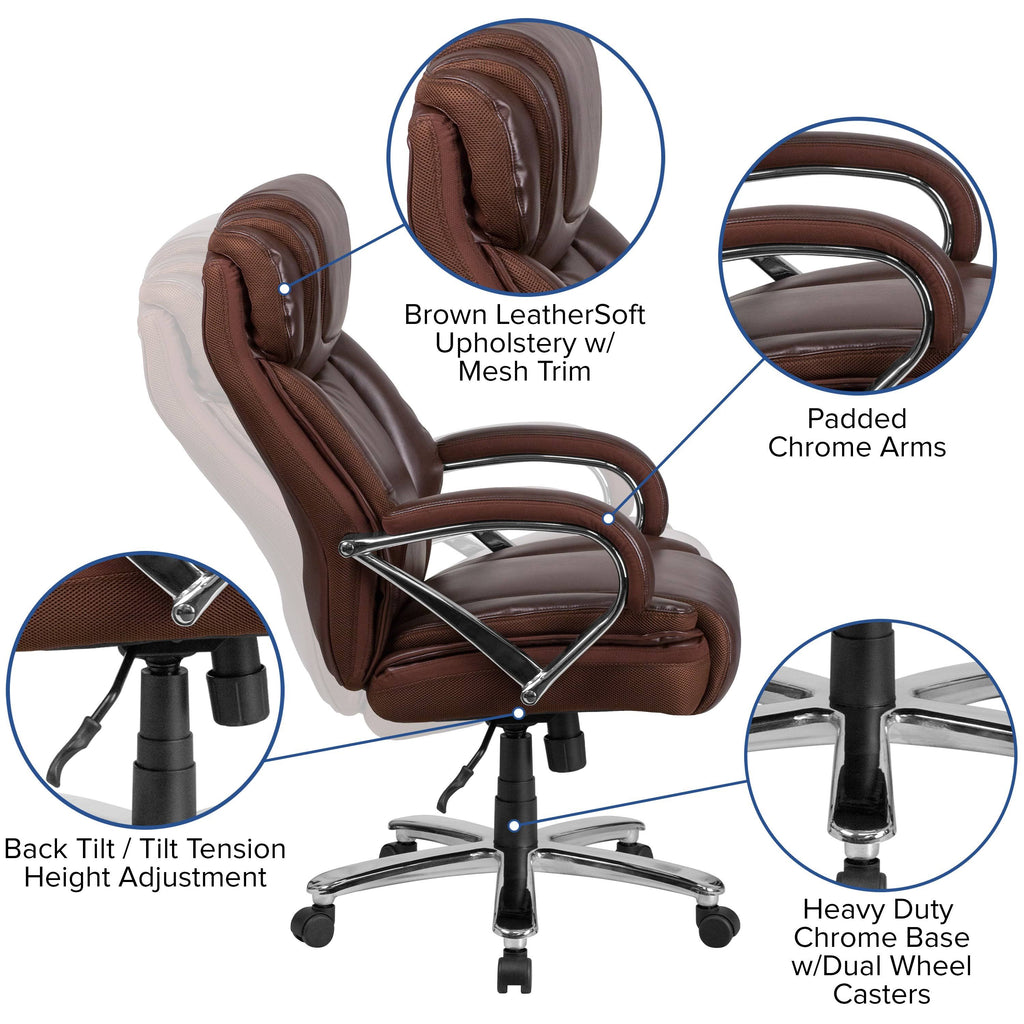 Brown Leather Executive Swivel Office Chair C475