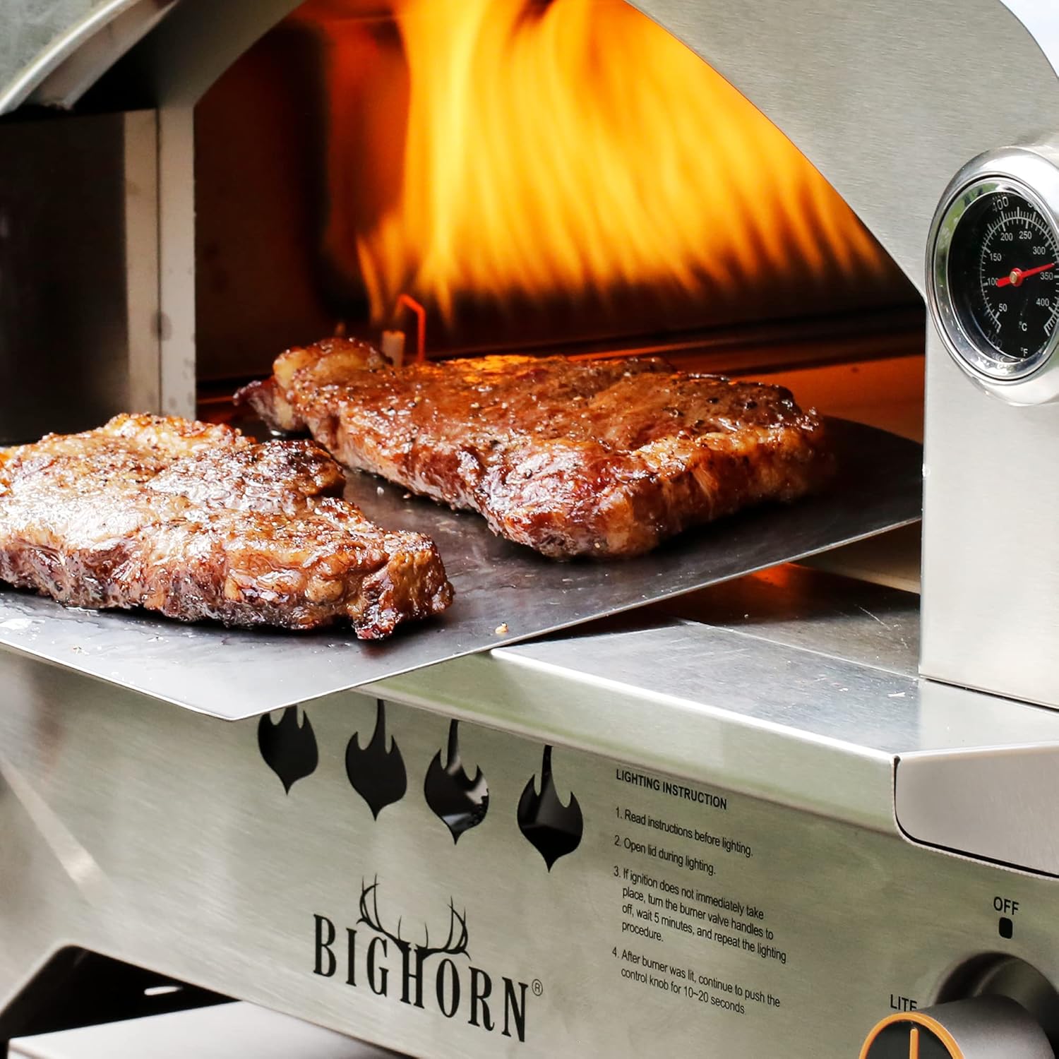 Gas Pizza Oven Countertop Stainless Steel Propane Pizza Oven with 13" Pizza Stone & Foldable Pizza Peel K631