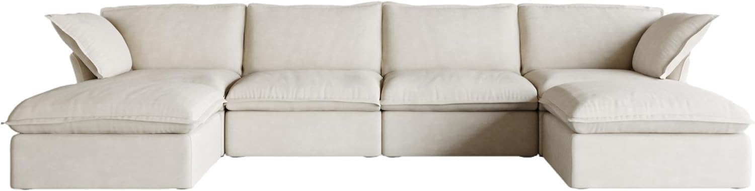 Beige U Shape Sectional Sofa with Ottomans H192961