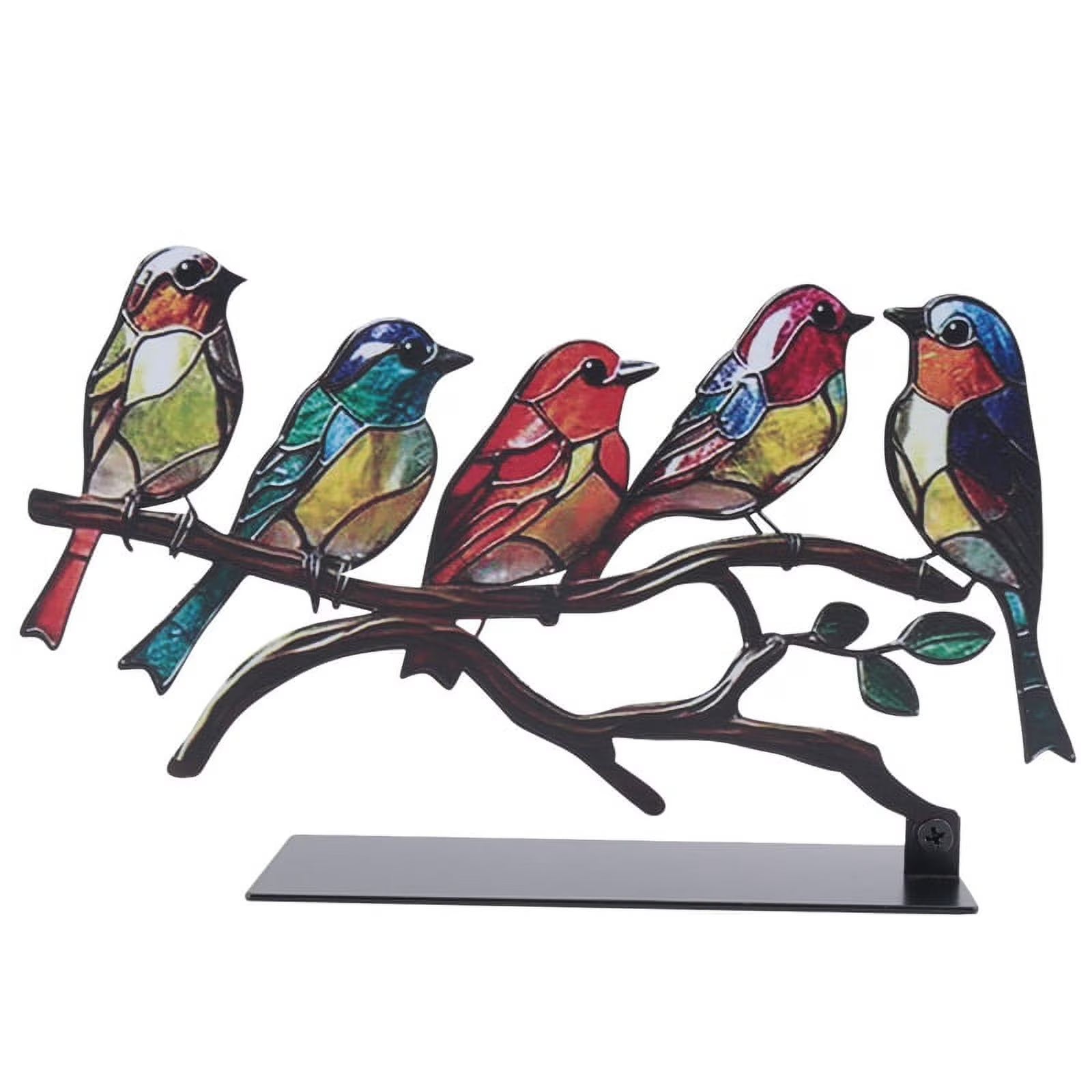 Multicolor Bird Stained Metal Desktop Ornaments O691