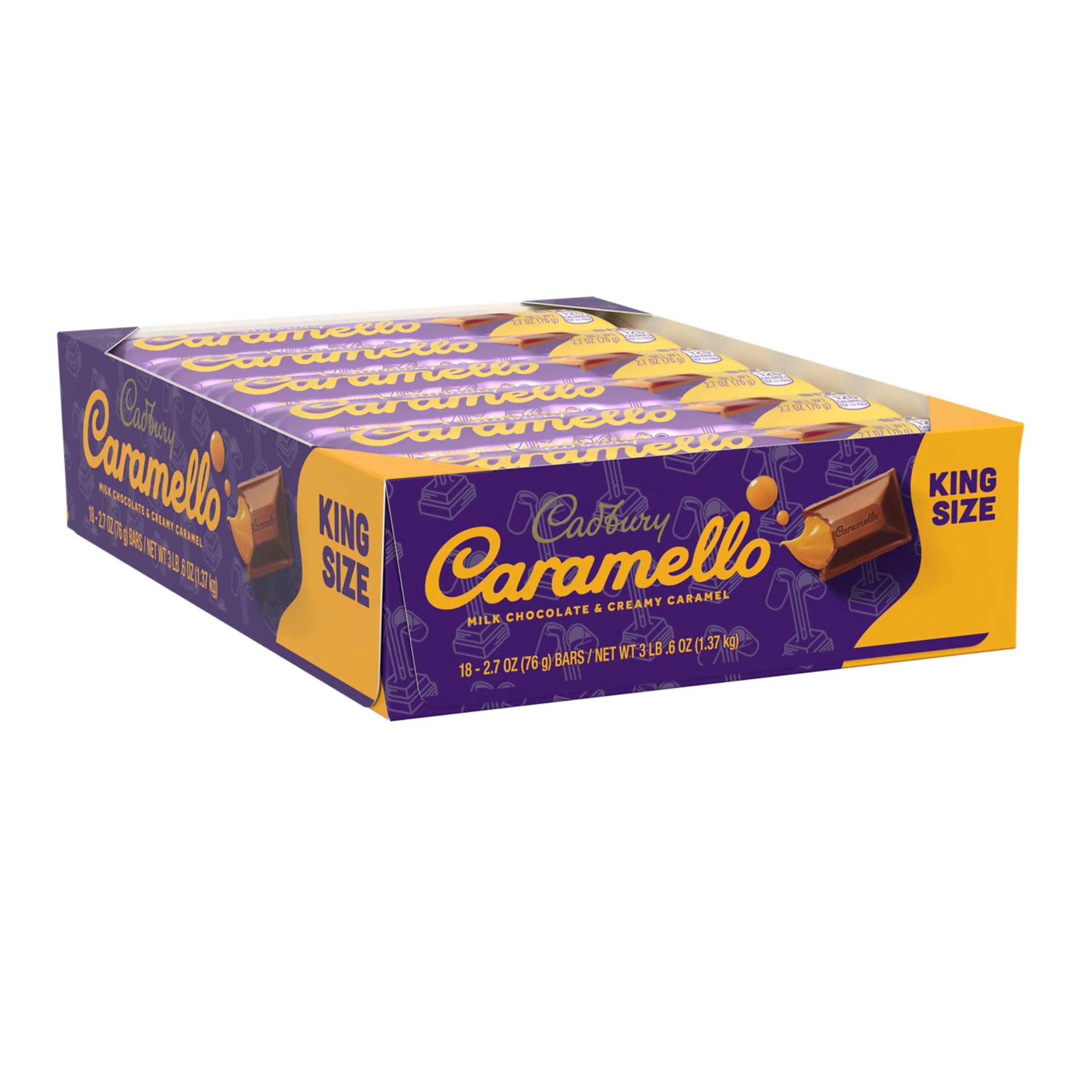 Milk Chocolate Caramel King Size Candy Bars, 2.7 Oz (18 Count) G3236