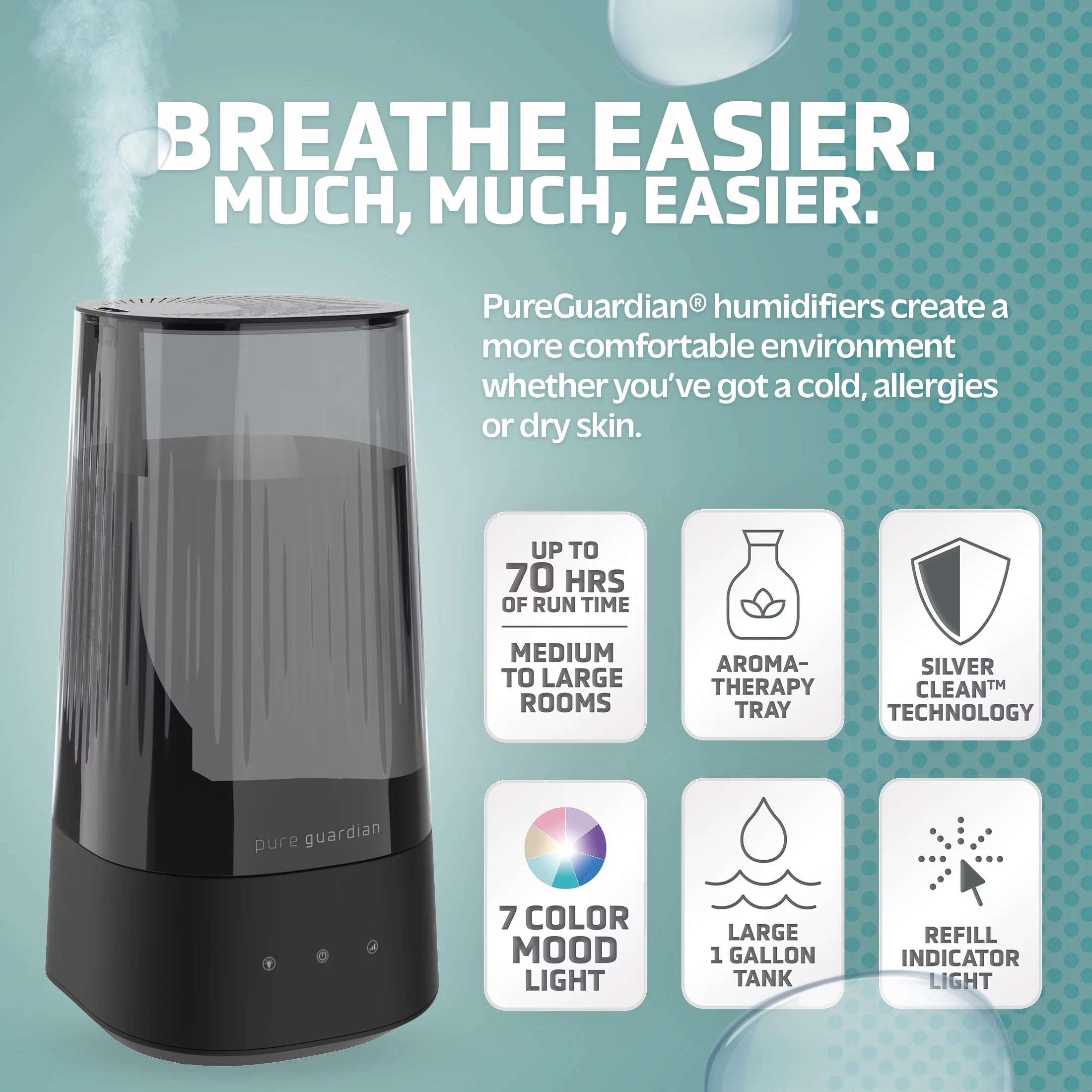 1 Gallon Ultrasonic Cool Mist Humidifier with Aroma Tray G4660