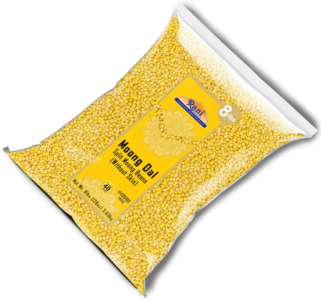 Moong Dal Split Mung Beans Without Skin Lentils 128oz 8lbs 3.63kg Bulk T135