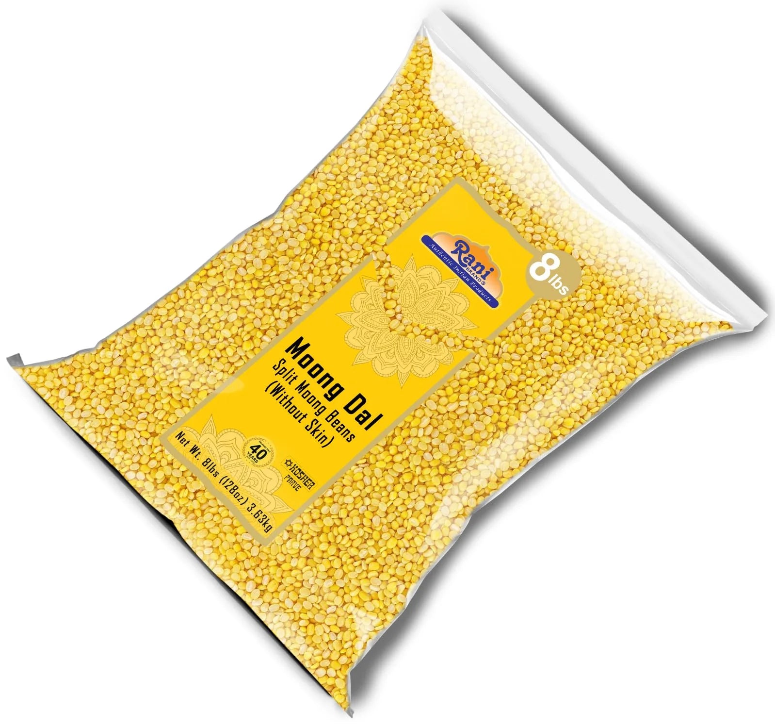 Moong Dal Split Mung Beans Without Skin Lentils 128oz 8lbs 3.63kg Bulk T135
