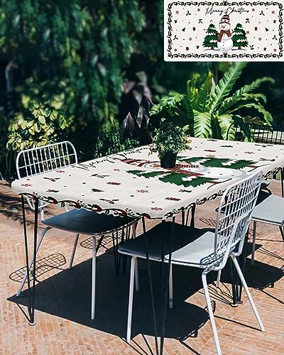White Abstract Marble Art Waterproof Outdoor Table Cloth F9884