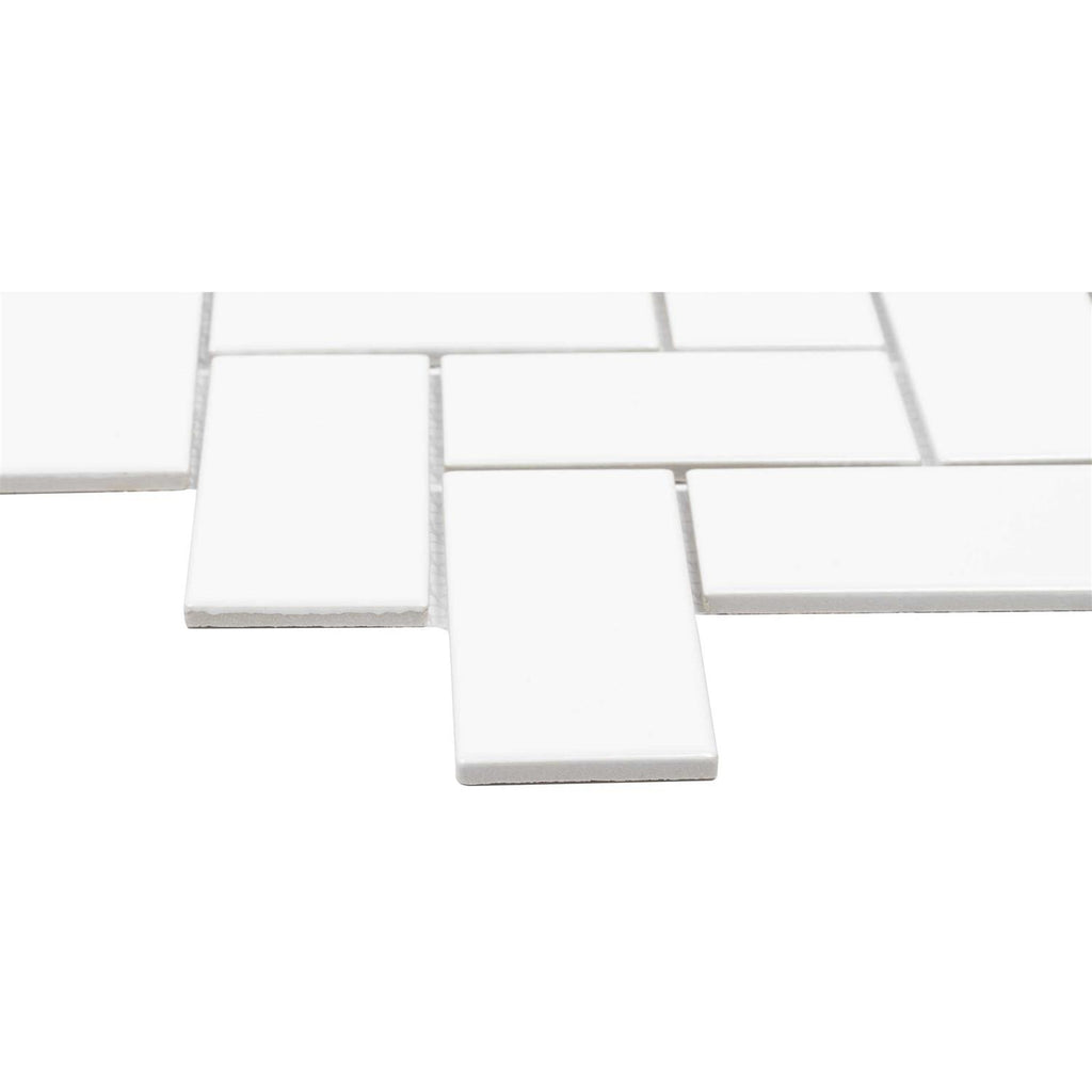 11-in x 11-in Glossy Porcelain Herringbone Subway Wall Tile D72127