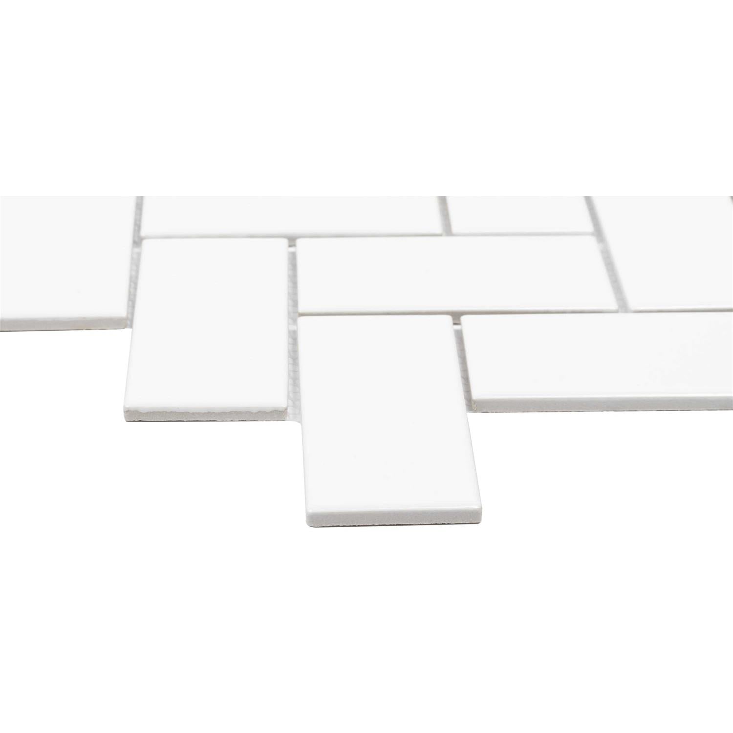 11-in x 11-in Glossy Porcelain Herringbone Subway Wall Tile D72127