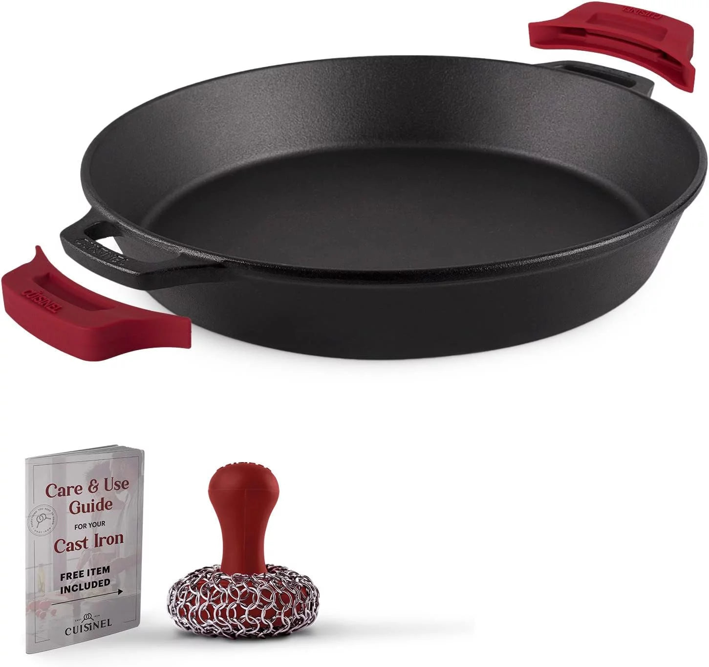 15" Lidded Cast Iron Skillet with Silicone Handle Covers L83852