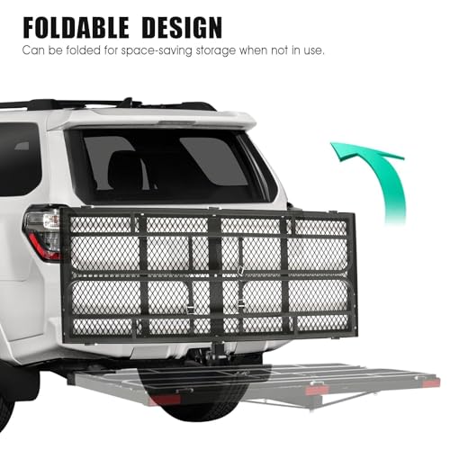 60 x 24 x 14 Inch Folding Hitch Mount Cargo Carrier with High Side Rails, 500 lbs. Capacity, 2" Receiver K535194
