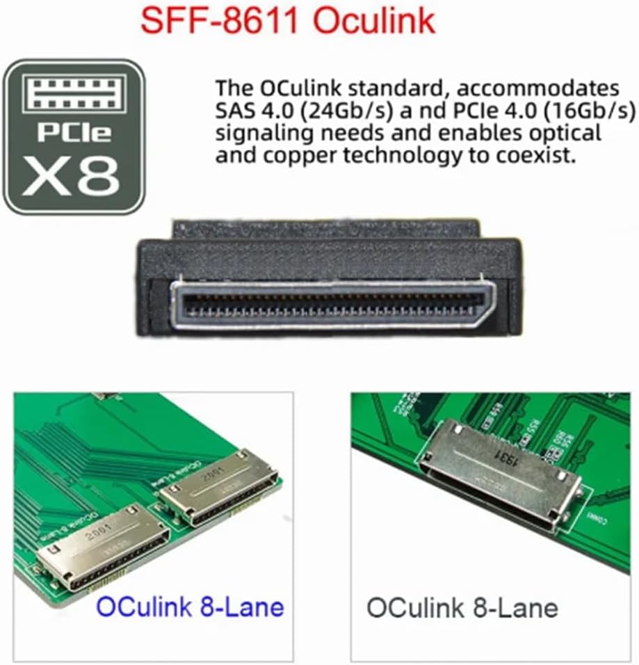 Oculink SFF-8612 8X to PCIE X16 PCI-Express Adapter Black O980297