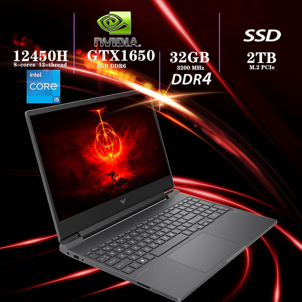 15.6" FHD 144Hz Gaming Laptop, Intel Core i5, 32GB RAM, 2TB PCIe SSD, NVIDIA GeForce GTX 1650 Graphics, Backlit Keyboard, Win 11 Pro, Mica Silver Y20696