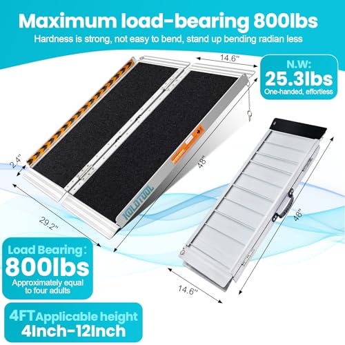 Black 6FT 800 lbs Aluminum Folding Wheelchair Ramp A955538