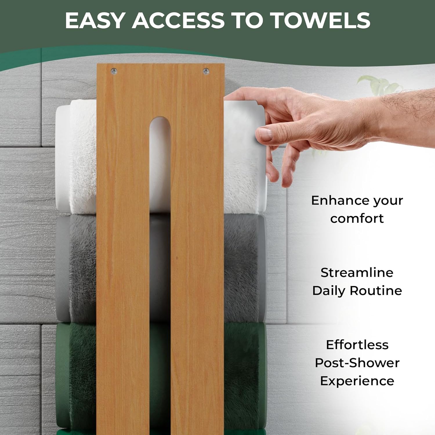 Bamboo Wall Mounted Towel Rack R4940