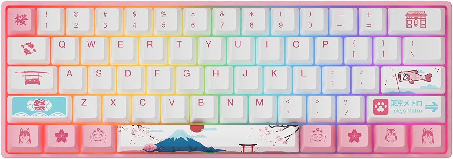 60% Wired Hotswap Mechanical Gaming Keyboard with RGB Backlight, Dye Sublimation PBT Keycaps, NKRO Programmable (Gateron Orange Switch, 61 Keys) P571434