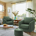 Velvet Accent Chair with Storage Ottoman Set of 2, Camel Q505167