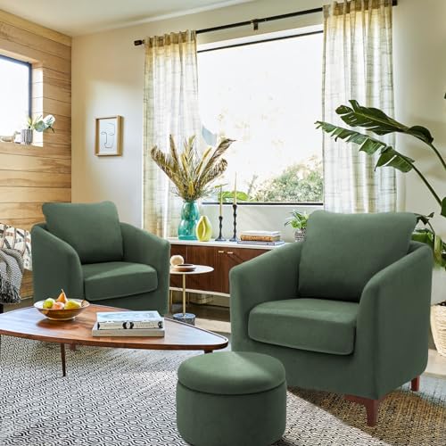 Velvet Accent Chair with Storage Ottoman Set of 2, Camel Q505167