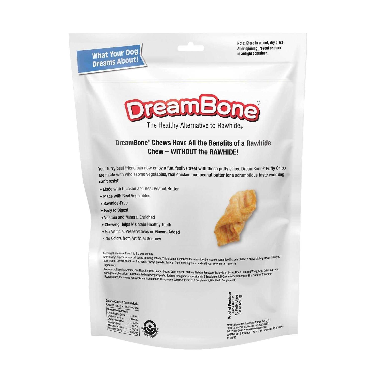 Peanut Butter Puffy Chips Chews Dog Treats U654536