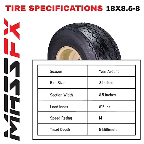 Set of 4 18x8.5-8 Beige Golf Cart Wheels and Tires Combo E793407