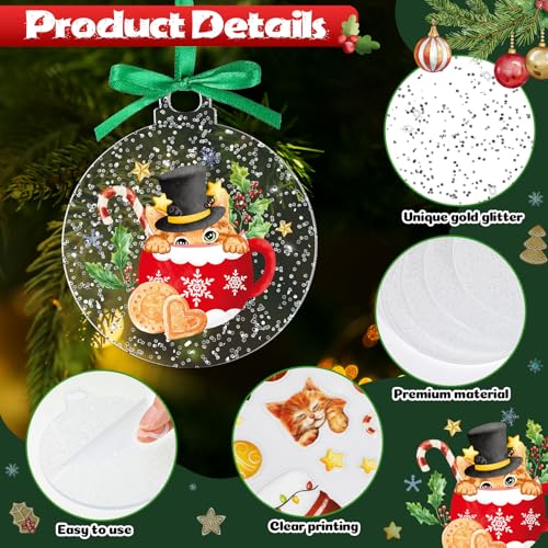 Acrylic Christmas Tree Ornaments DIY Craft Kits Hanging Xmas Ball Decorations with Stickers Ribbons (Red) K471639