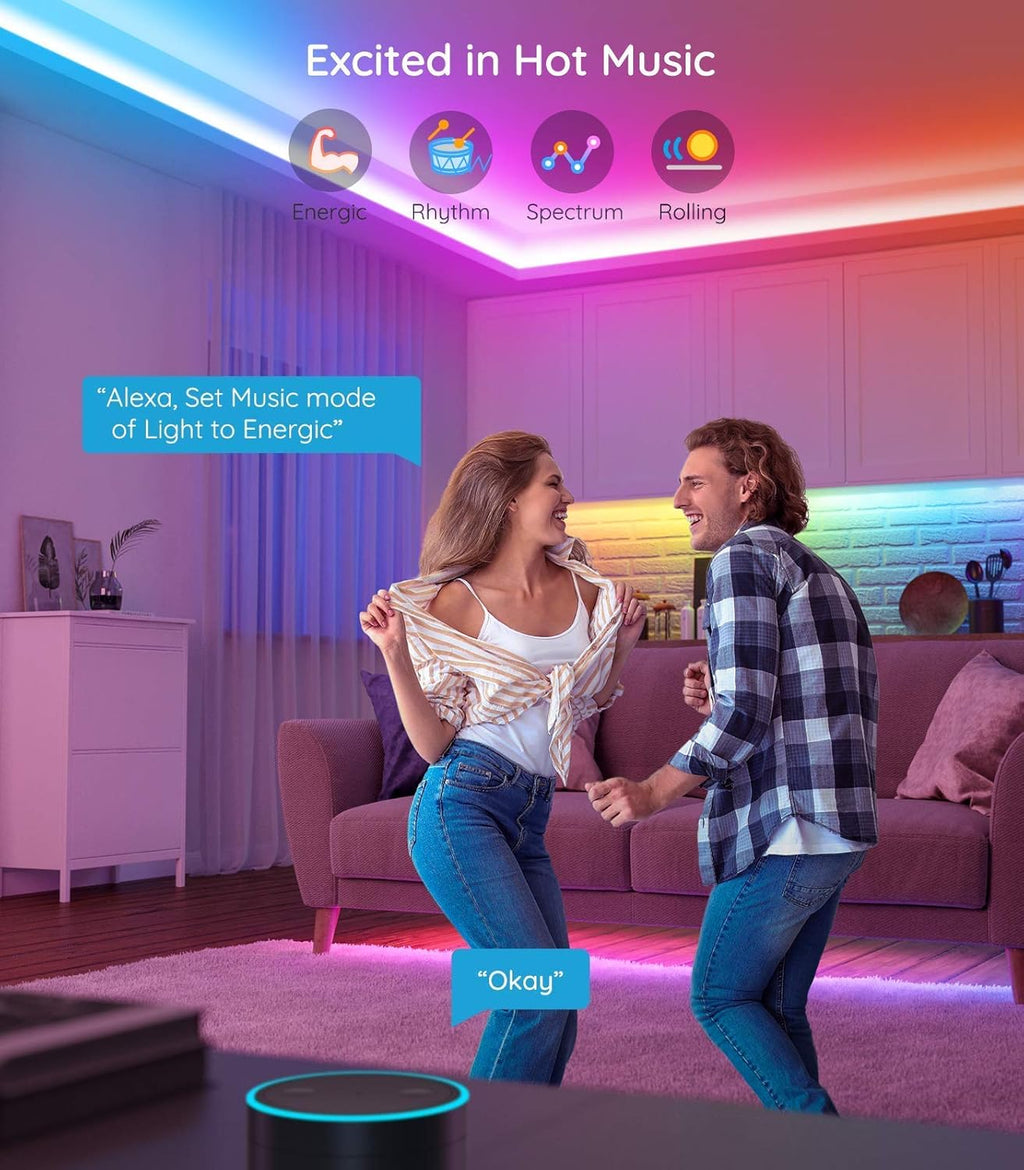 32.8ft RGBIC LED Strip Lights WiFi Color Changing Segmented Control Music LED Lights Waterproof 2x16.4ft Pack of 2 N37610