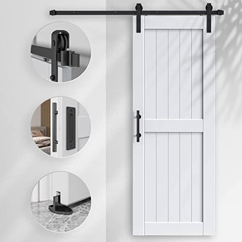 White Barn Door with Sliding Door Hardware Kit I680990