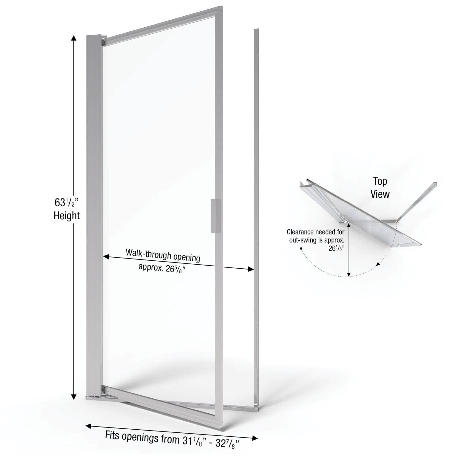Pivot Framed Shower Door with Silver F301
