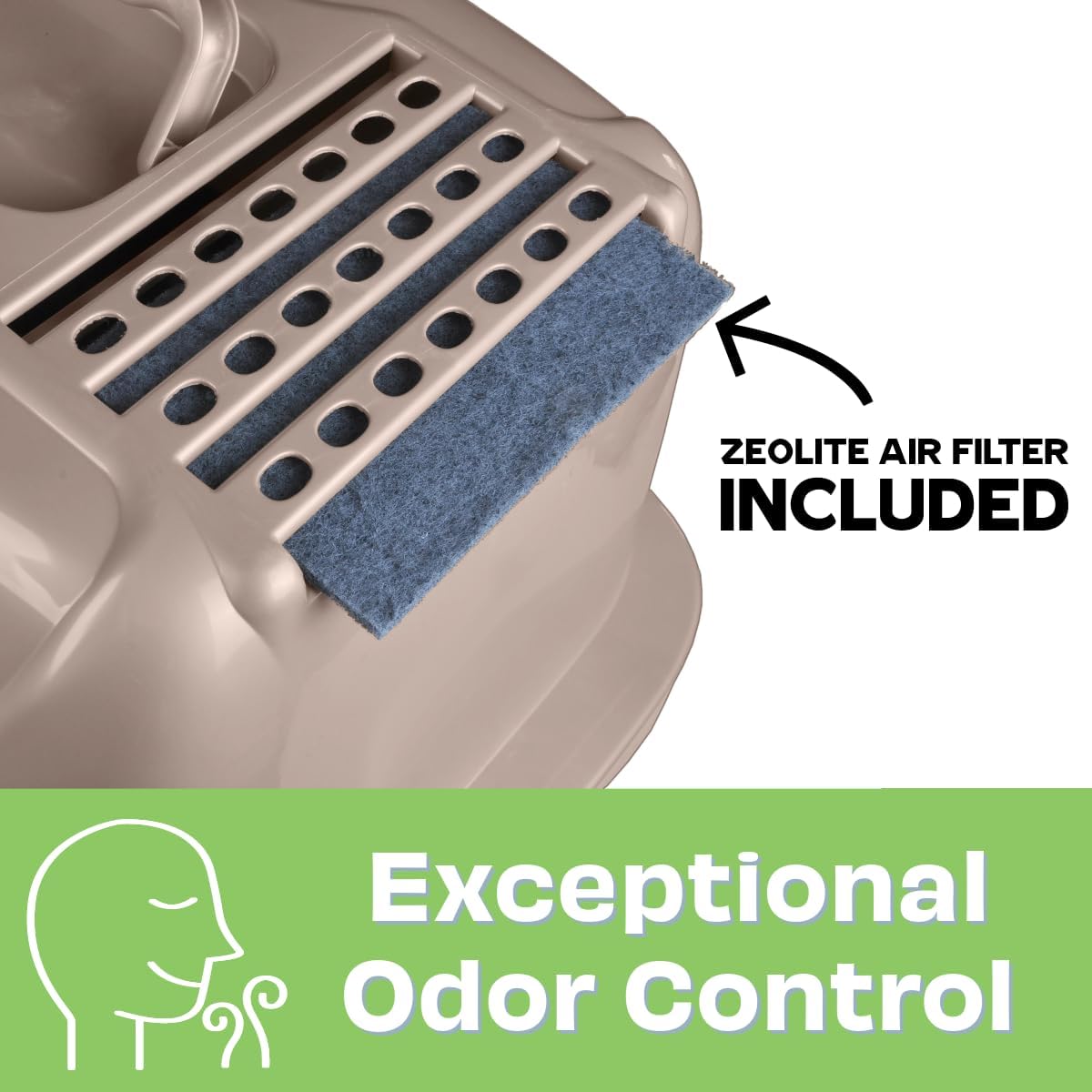 Large Enclosed Sifting Cat Pan with Odor Door, Hooded, Beige T633193