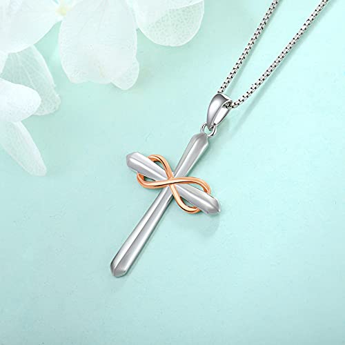 925 Sterling Silver Polished Cross Pendant Necklace K37938