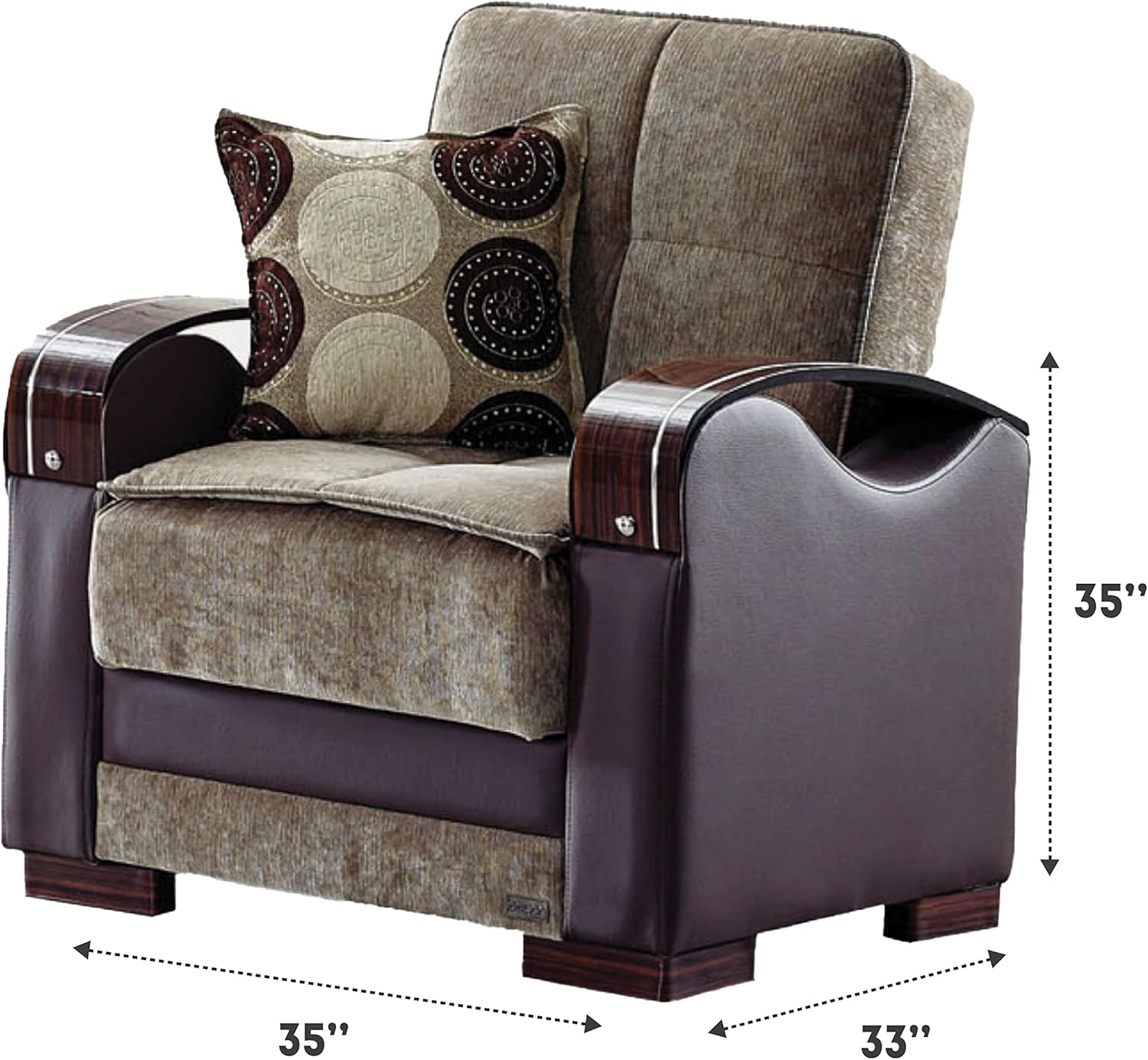 Light Brown Convertible Sleeper Chair with Storage R459