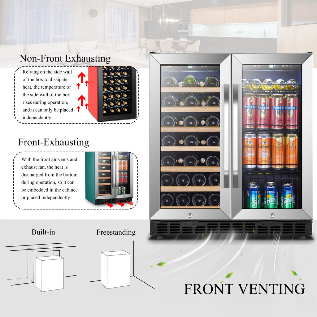 70 Can 33 Bottle Under Counter Dual Zone Wine Refrigerator 30 inch Width V667789