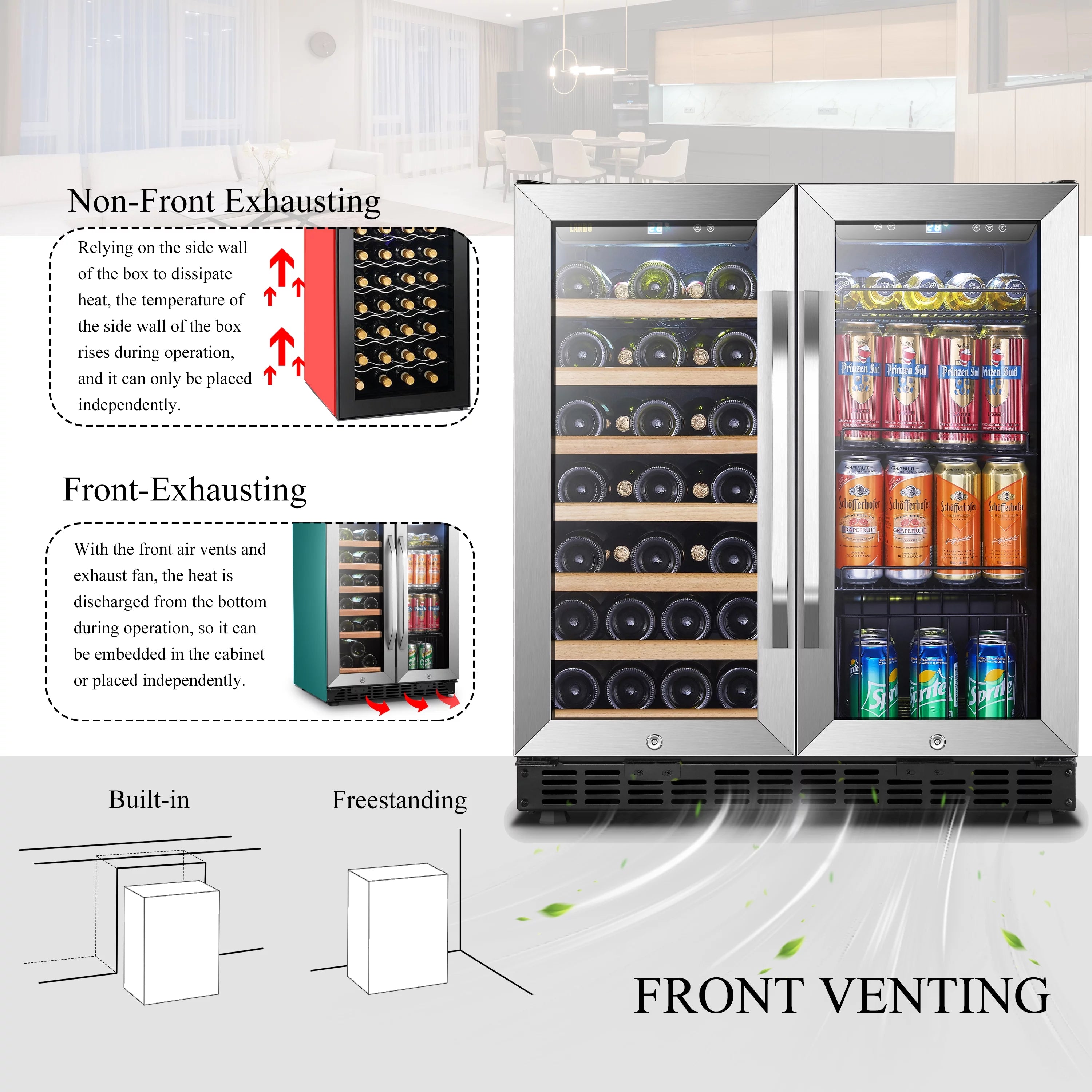 70 Can 33 Bottle Under Counter Dual Zone Wine Refrigerator 30 inch Width V667789
