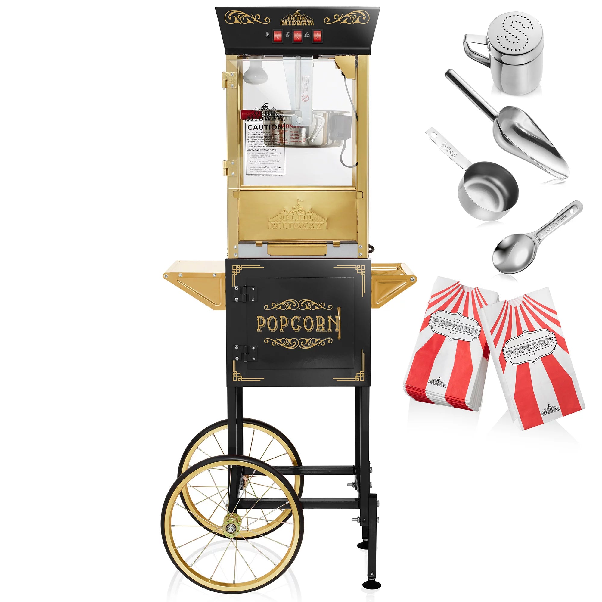 Black 8 oz Popcorn Machine with Cart B61286