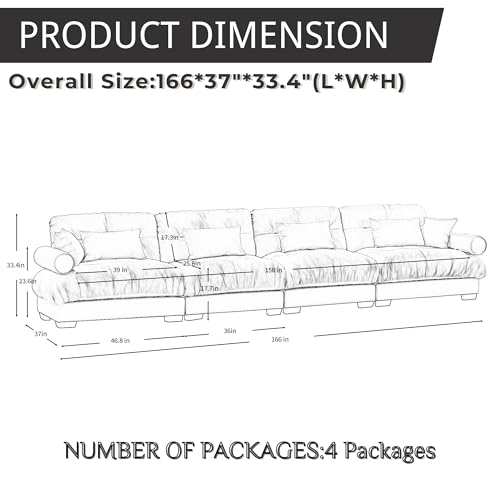 130" Modular Sectional Sofa with Movable Ottoman Q88443
