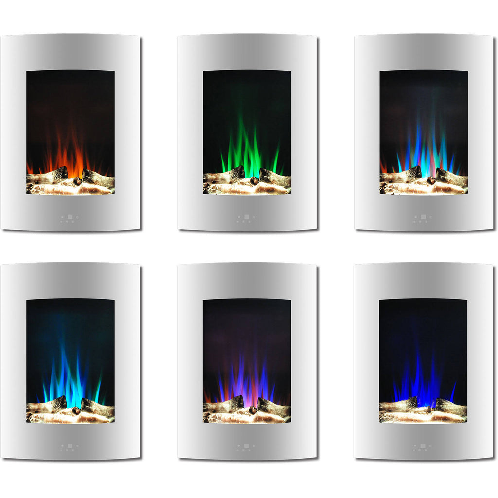 19.5 in. White Vertical Electric Fireplace with Multi-Color Flame and Driftwood Log Display G3578