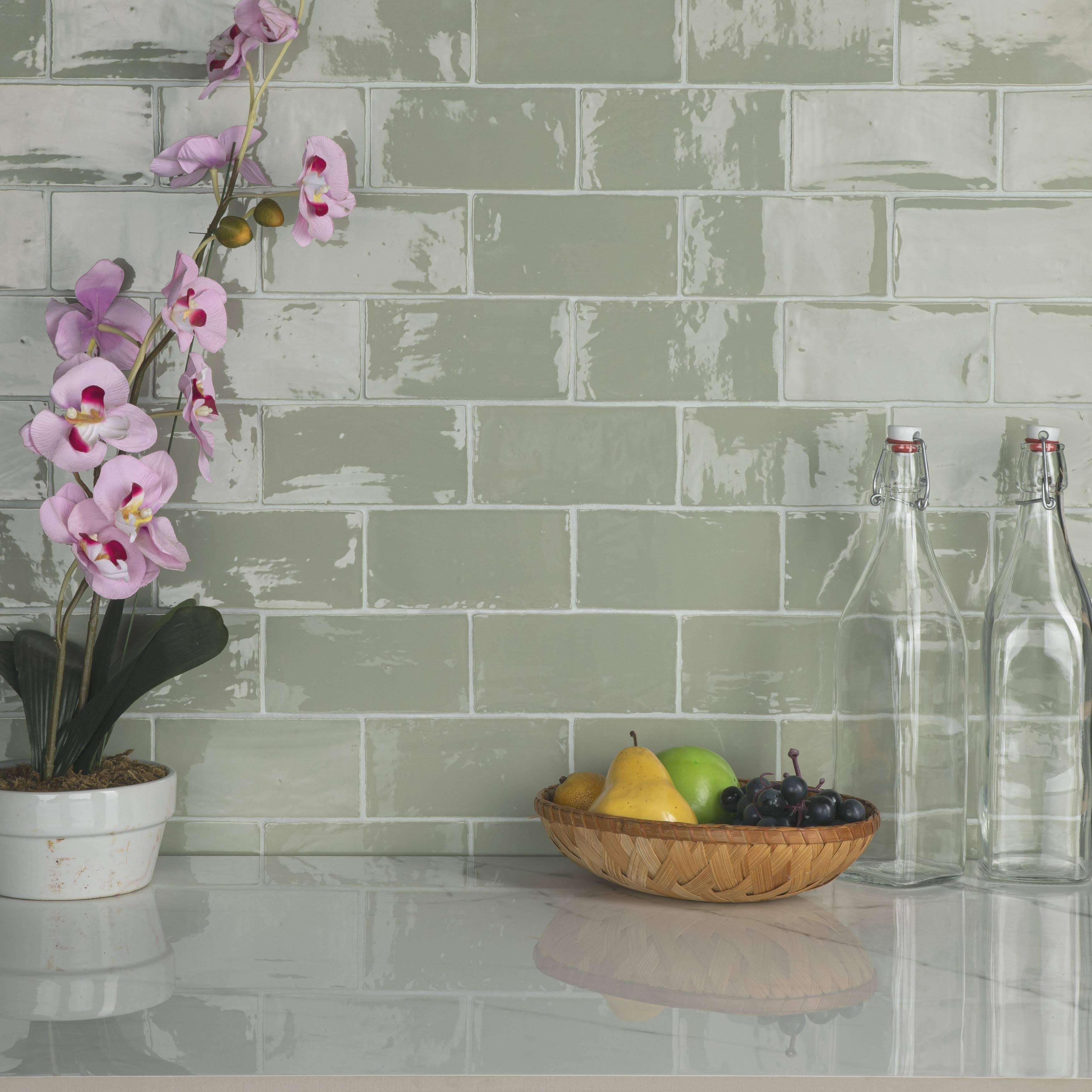 Sage Ceramic Wall Subway Tile - Case 44 Tiles F243