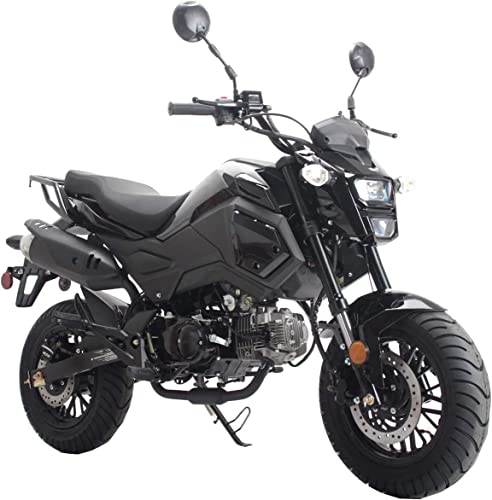 125cc Motorcycle Street Scooter Gas Bike with Big Headlights (Black) V763378