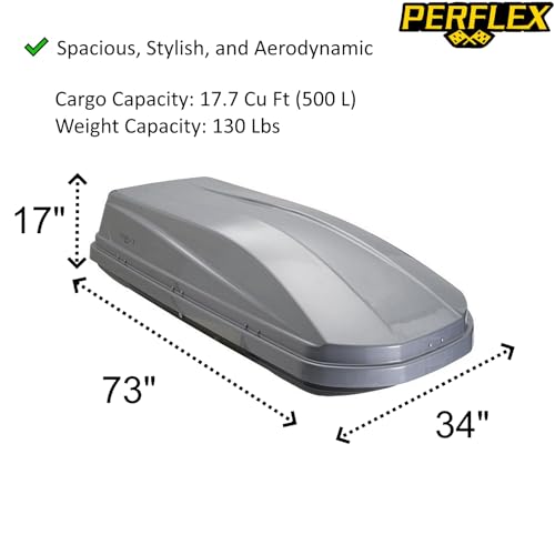 Large 17.7 Cubic Feet White Rooftop Cargo Box Carrier V8470