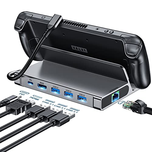 5-in-1 Steam Deck Dock Stand with HDMI 2.0 4K@60Hz, 3 USB-A and USB-C PD Port P743796