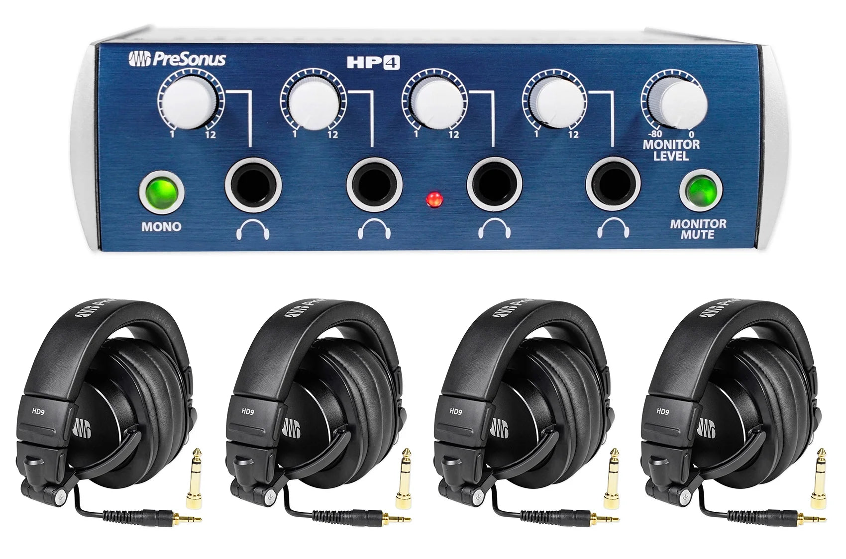 4-Person Podcasting with Mixer Headphones Amp Stands S8685