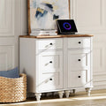 Off-White Wood Nightstand with Drawer and Charging Station K13241