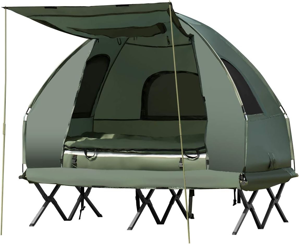 Folding Camping Tent Cot with Air Mattress & Sleeping Bag and Carry Bag E82210